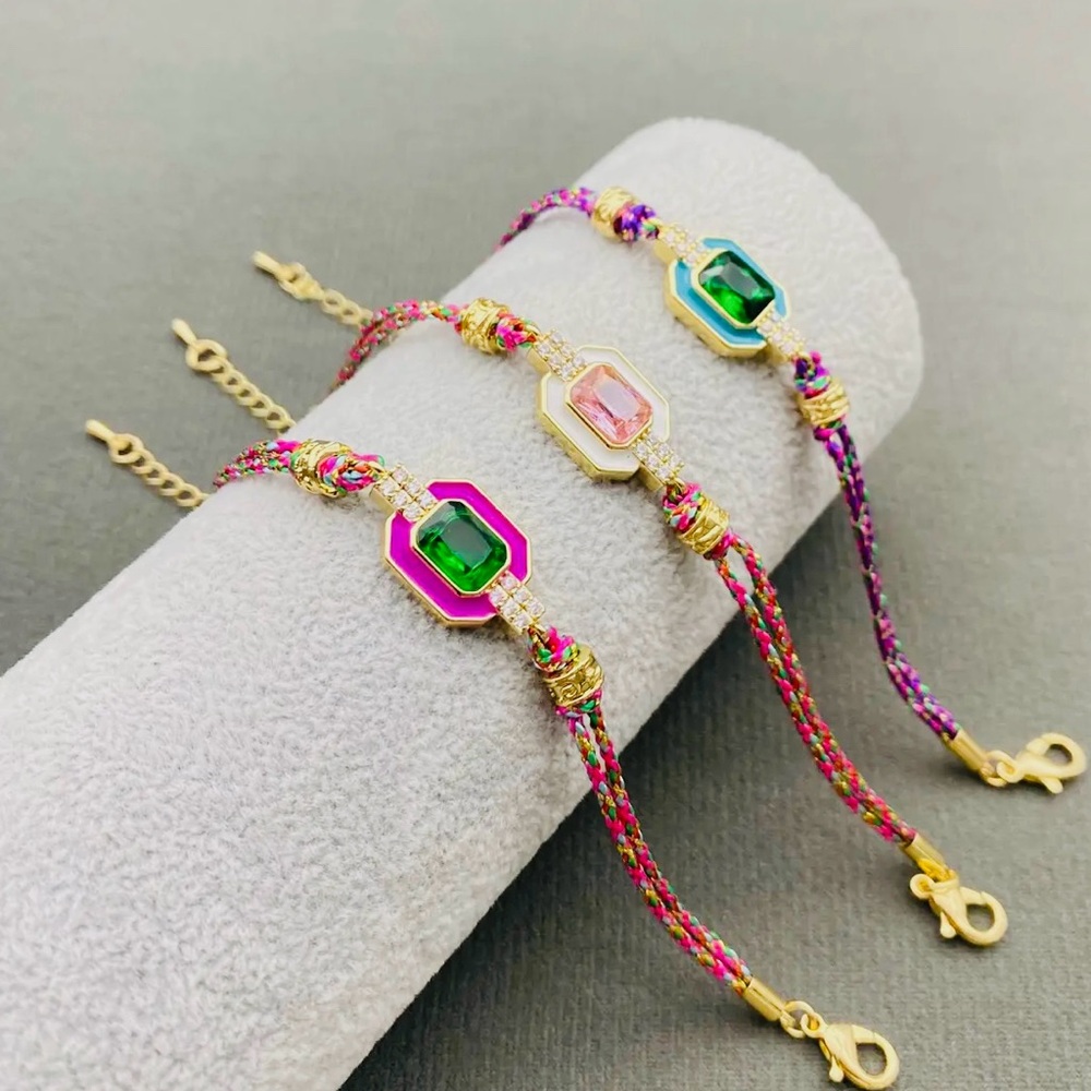 Vibrant Gold and Pink Gemstone Bracelets